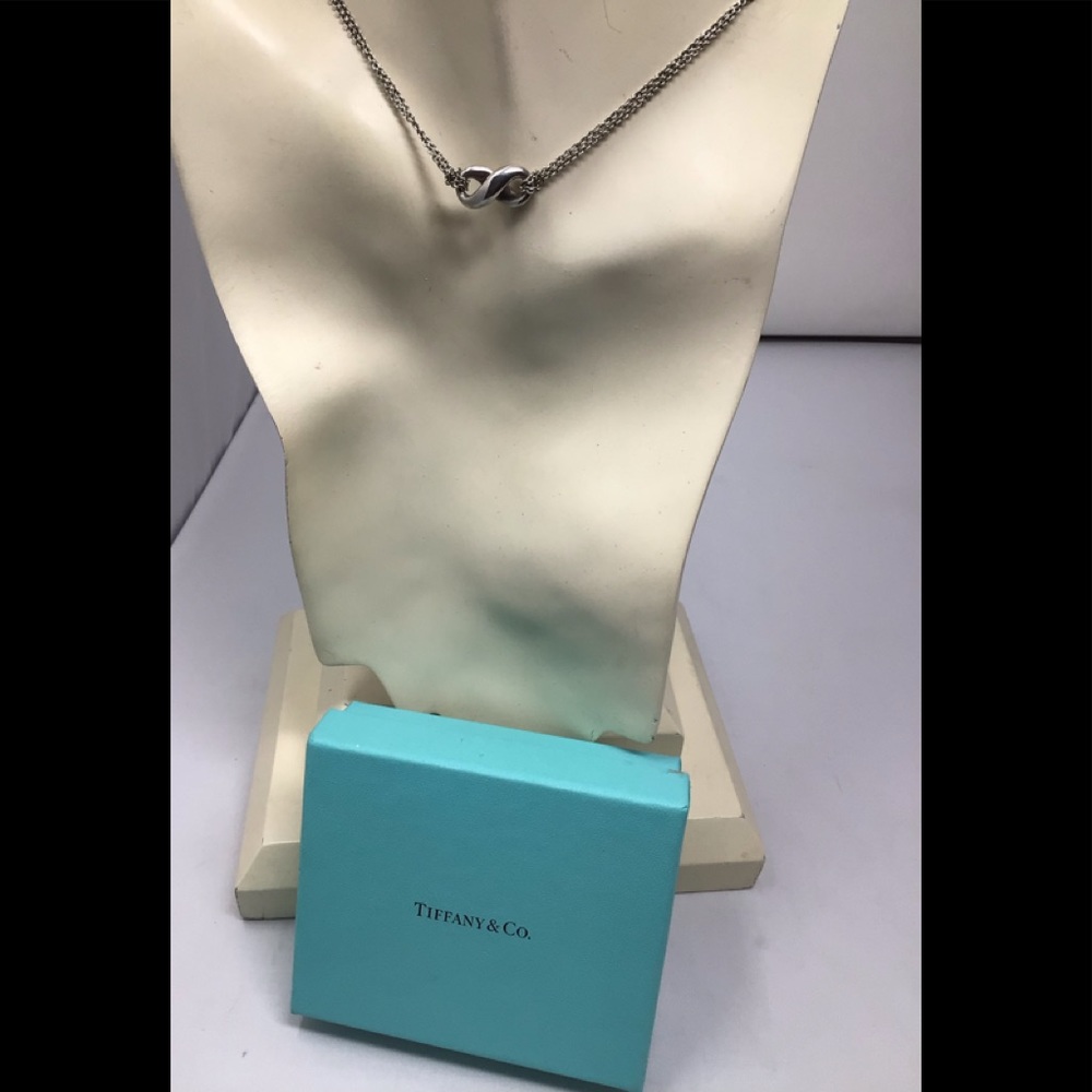 Tiffany and Co 925 sterling silver double chain  infinity necklace/chocker